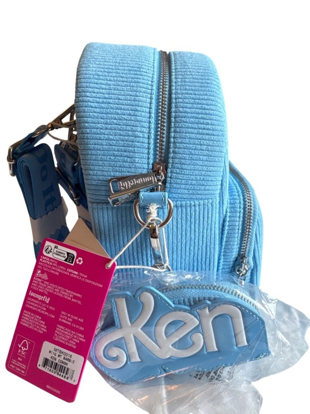 Loungefly Barbie Ken Mini Backpack Corduroy Blue Convertible Crossbody NWT - Picture 2 of 16